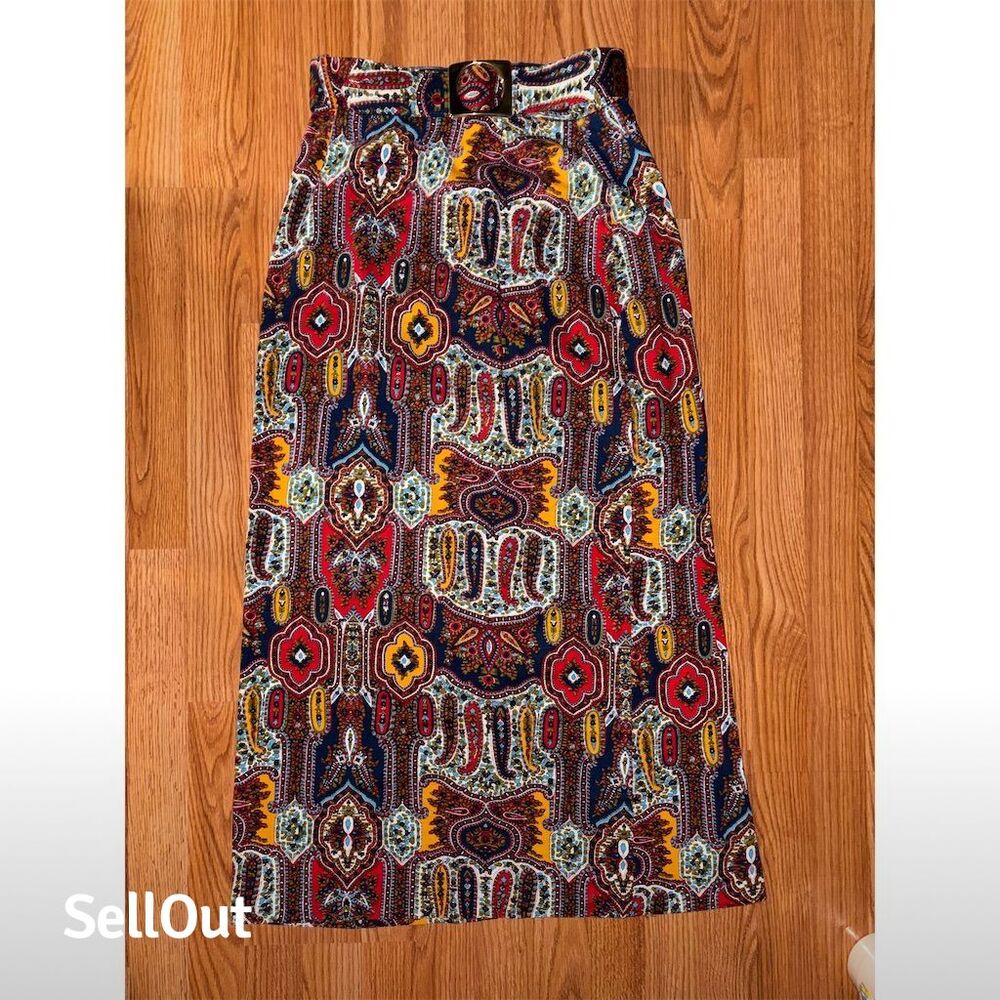 Personal By Leslie Fay Vintage Orange Pencil Skirt w/ Belt Size M